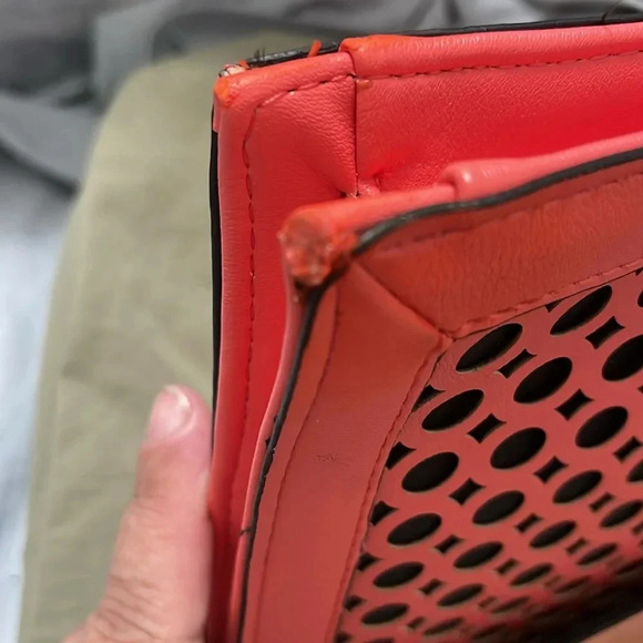 Neiman Marcus Orange and Peach purse Vegan Leather Good Pre-owned Condition. - Picture 5 of 8